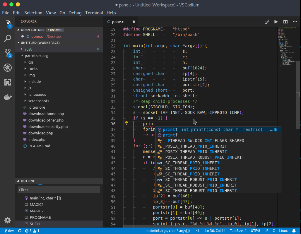 Screenshot of the VSCodium homepage